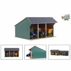 Kids Globe Hangar de ferme pour tracteurs jouet Grand 1:32 Bois 610193