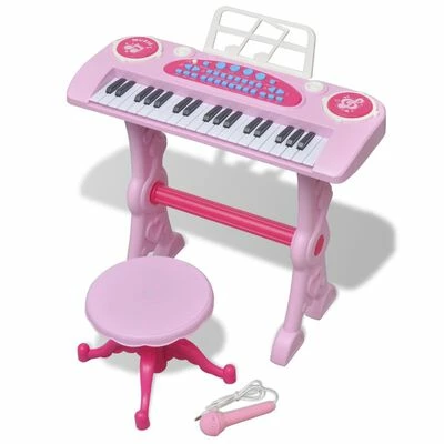 VidaXL Clavier jouet d'enfants et tabouret/microphone 37 touches Rose 3 VidaXL Clavier jouet d'enfants et tabouret/microphone 37 touches Rose
