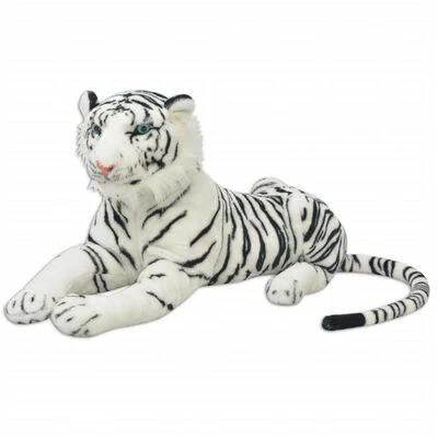VidaXL Tigre en peluche Blanc XXL 3 VidaXL Tigre en peluche Blanc XXL