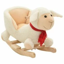 VidaXL Mouton à bascule avec dossier Peluche 60 x 32 x 50 cm Blanc