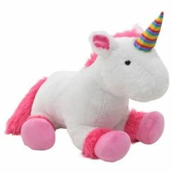 VidaXL licorne en peluche rose et blanc