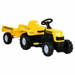 VidaXL Tracteur à pédales avec remorque pour enfants Jaune
