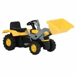 VidaXL Tracteur à pédales avec excavateur pour enfants Jaune et noir