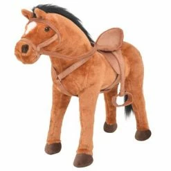 VidaXL Jouet en peluche Cheval Marron