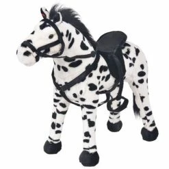 Jouets Soldes 12 VidaXL Jouet en peluche Cheval Noir et blanc XXL