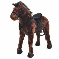 VidaXL Jouet en peluche Cheval Marron et noir XXL