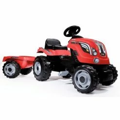 Smoby Tracteur à enfourcher enfant avec remorque Farmer XL Rouge