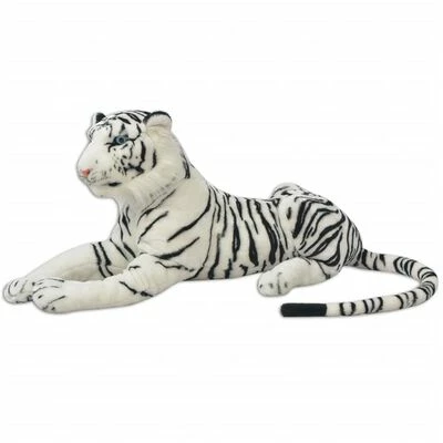 VidaXL Tigre en peluche Blanc XXL 4 VidaXL Tigre en peluche Blanc XXL – Image 2