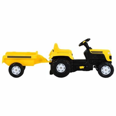 VidaXL Tracteur à pédales avec remorque pour enfants Jaune 4 VidaXL Tracteur à pédales avec remorque pour enfants Jaune – Image 2
