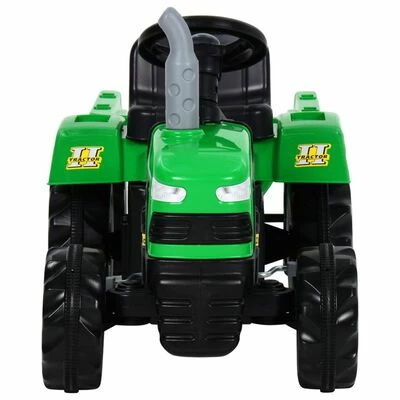 VidaXL Tracteur à pédales avec remorque pour enfants Vert et noir 4 VidaXL Tracteur à pédales avec remorque pour enfants Vert et noir – Image 2