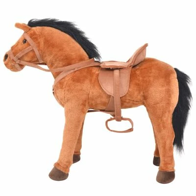 VidaXL Jouet en peluche Cheval Marron 4 VidaXL Jouet en peluche Cheval Marron – Image 2
