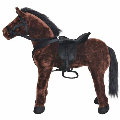 VidaXL Jouet en peluche Cheval Marron et noir XXL 4 VidaXL Jouet en peluche Cheval Marron et noir XXL – Image 2