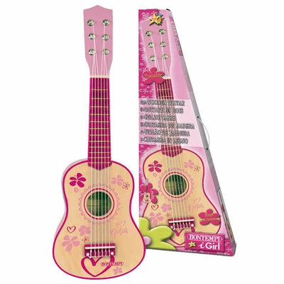 Bontempi Guitare en bois à 6 cordes pour enfants Rose 55 cm 5 Bontempi Guitare en bois à 6 cordes pour enfants Rose 55 cm – Image 3
