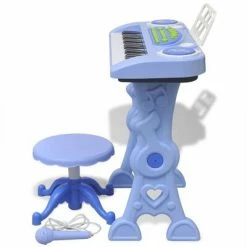 VidaXL Clavier jouet d'enfants et tabouret/microphone 37 touches Bleu -Jouets Soldes image 3 80119