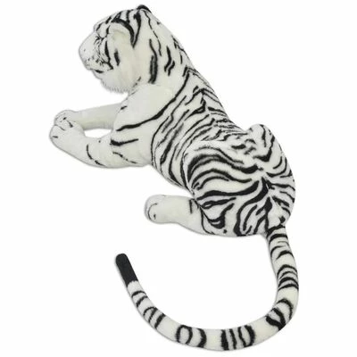 VidaXL Tigre en peluche Blanc XXL 5 VidaXL Tigre en peluche Blanc XXL – Image 3