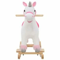 VidaXL Licorne à bascule Peluche 65 x 32 x 58 cm Blanc et rose -Jouets Soldes image 3 80219