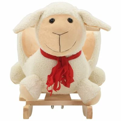 VidaXL Mouton à bascule avec dossier Peluche 60 x 32 x 50 cm Blanc 5 VidaXL Mouton à bascule avec dossier Peluche 60 x 32 x 50 cm Blanc – Image 3