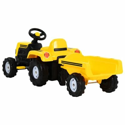 VidaXL Tracteur à pédales avec remorque pour enfants Jaune 5 VidaXL Tracteur à pédales avec remorque pour enfants Jaune – Image 3