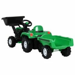 VidaXL Tracteur à pédales d'enfants et remorque et chargeur Vert/noir 10 VidaXL Tracteur à pédales d'enfants et remorque et chargeur Vert/noir -Jouets Soldes image 3 80378