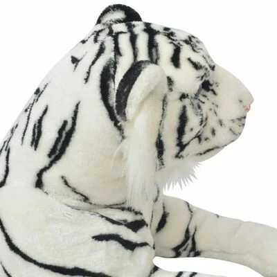 VidaXL Tigre en peluche Blanc XXL 6 VidaXL Tigre en peluche Blanc XXL – Image 4