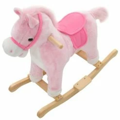 VidaXL Cheval à bascule Peluche 65 x 32 x 58 cm Rose -Jouets Soldes image 4 80218