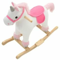 VidaXL Licorne à bascule Peluche 65 x 32 x 58 cm Blanc et rose -Jouets Soldes image 4 80219