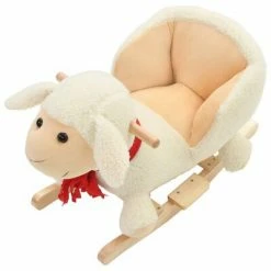 VidaXL Mouton à bascule avec dossier Peluche 60 x 32 x 50 cm Blanc 10 VidaXL Mouton à bascule avec dossier Peluche 60 x 32 x 50 cm Blanc -Jouets Soldes image 4 80224
