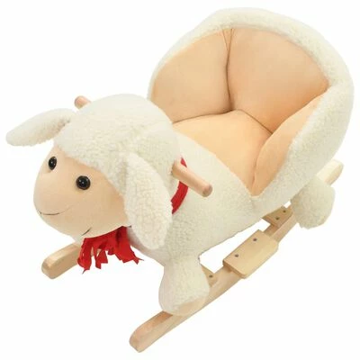VidaXL Mouton à bascule avec dossier Peluche 60 x 32 x 50 cm Blanc 6 VidaXL Mouton à bascule avec dossier Peluche 60 x 32 x 50 cm Blanc – Image 4