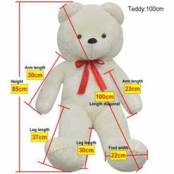 VidaXL Ourson en peluche XXL Blanc 85 cm 11 VidaXL Ourson en peluche XXL Blanc 85 cm -Jouets Soldes image 5 80097