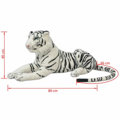 VidaXL Tigre en peluche Blanc XXL 7 VidaXL Tigre en peluche Blanc XXL – Image 5