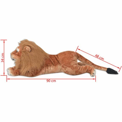VidaXL Lion en peluche Marron XXL 7 VidaXL Lion en peluche Marron XXL – Image 5