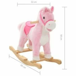 VidaXL Cheval à bascule Peluche 65 x 32 x 58 cm Rose -Jouets Soldes image 5 80218