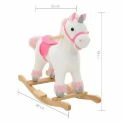 VidaXL Licorne à bascule Peluche 65 x 32 x 58 cm Blanc et rose -Jouets Soldes image 5 80219
