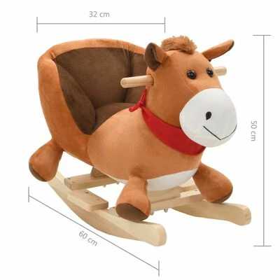 VidaXL Cheval à bascule avec dossier Peluche 60 x 32 x 50 cm Marron 7 VidaXL Cheval à bascule avec dossier Peluche 60 x 32 x 50 cm Marron – Image 5