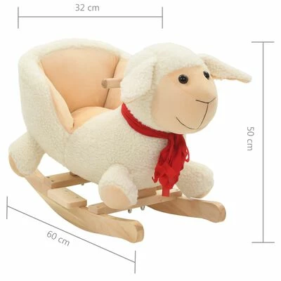 VidaXL Mouton à bascule avec dossier Peluche 60 x 32 x 50 cm Blanc 7 VidaXL Mouton à bascule avec dossier Peluche 60 x 32 x 50 cm Blanc – Image 5