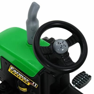 VidaXL Tracteur à pédales avec remorque pour enfants Vert et noir 7 VidaXL Tracteur à pédales avec remorque pour enfants Vert et noir – Image 5