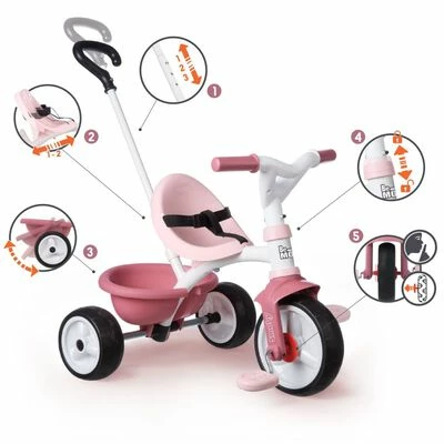 Smoby Tricycle bébé 2 en 1 Be Move Rose 8 Smoby Tricycle bébé 2 en 1 Be Move Rose – Image 6