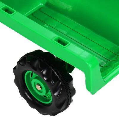 VidaXL Tracteur à pédales avec remorque pour enfants Vert et noir 8 VidaXL Tracteur à pédales avec remorque pour enfants Vert et noir – Image 6